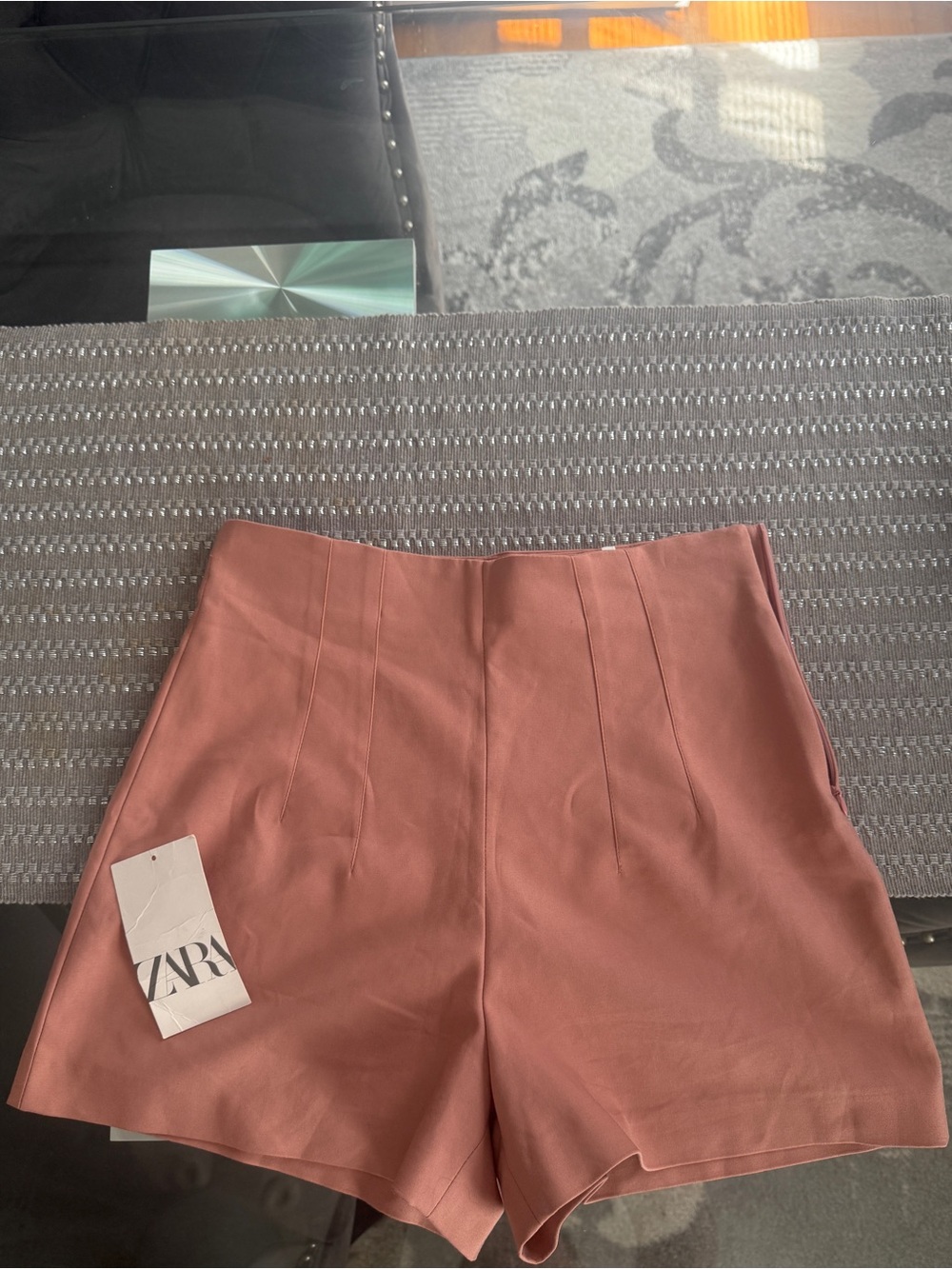 ZARA High-Waist Rose Brown Tailored Shorts